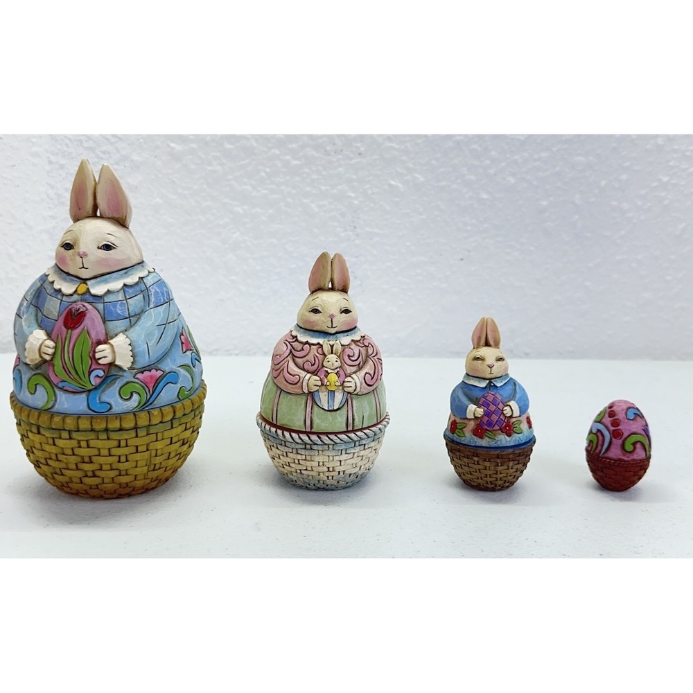 Jim Shore Heartwood Creek Bunny Rabbits NESTING BOXES Set of 4 Figurines 4012460